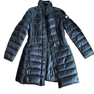 MONCLER Authentic Hermine Long Down Puffer Coat - Dark Gray, No Hood | Size 2, M